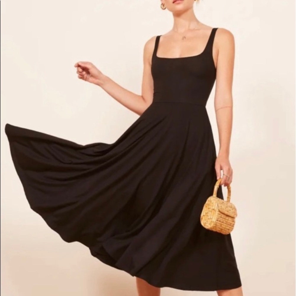 Reformation black midi dress